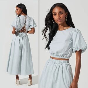 NWT Astr The Label Lace Up Poplin Top S